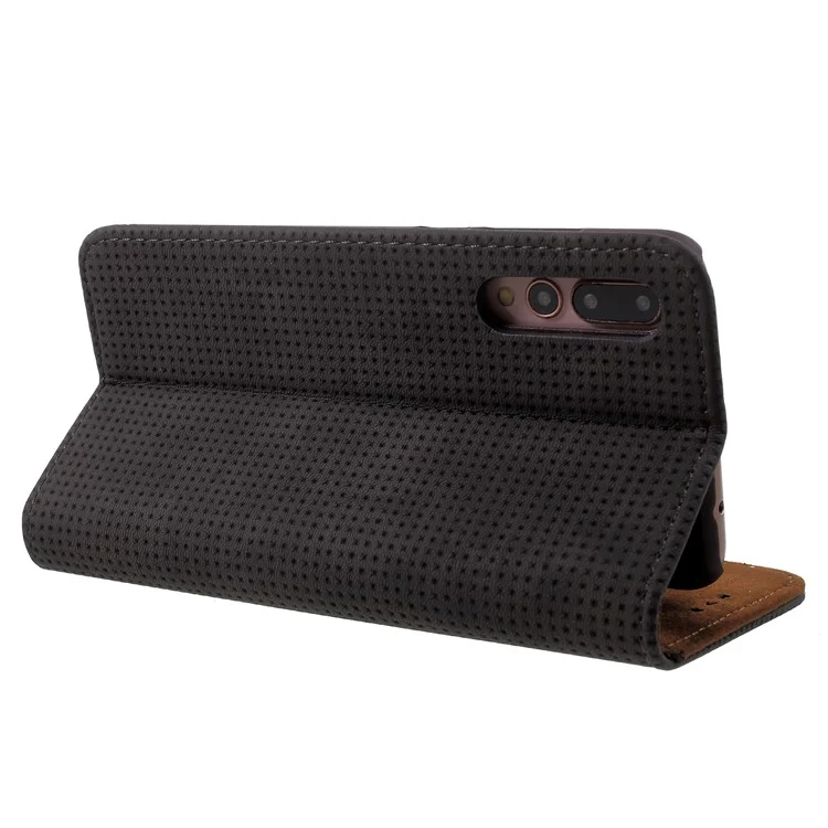 Mesh Pattern Retro Leather Wallet Stand Case for Huawei P20 Pro - Grey