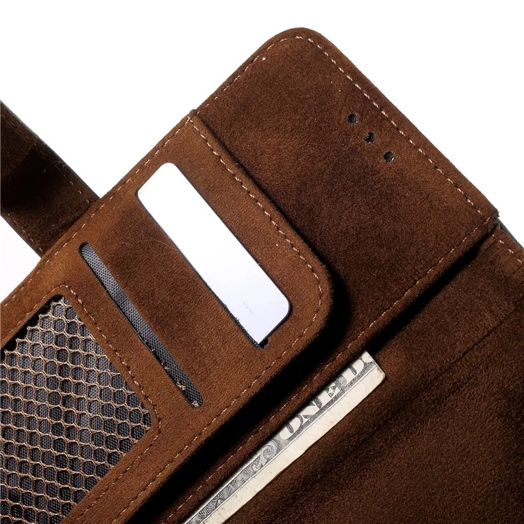 Mesh Pattern Retro Leather Wallet Stand Case for Huawei P20 Pro - Grey