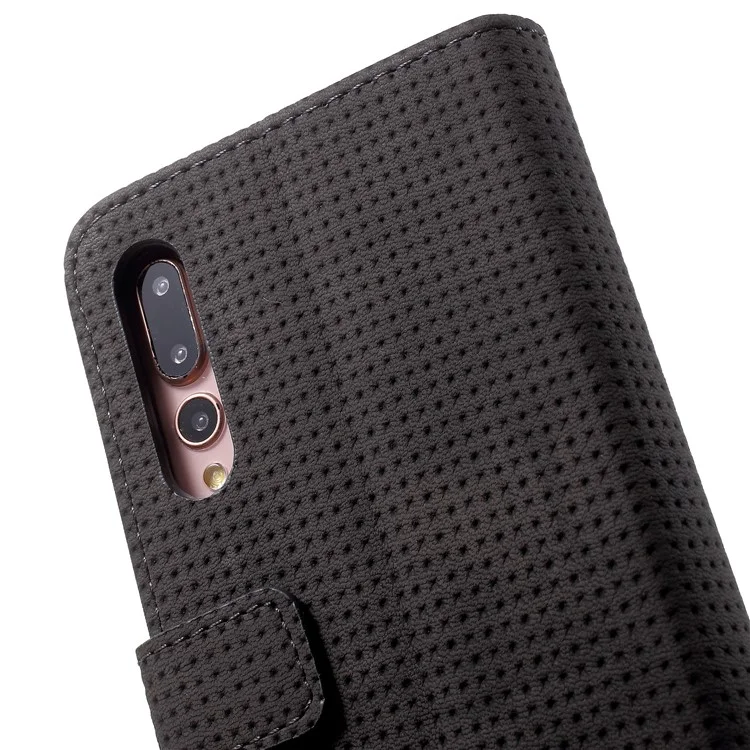 Mesh Pattern Retro Leather Wallet Stand Case for Huawei P20 Pro - Grey