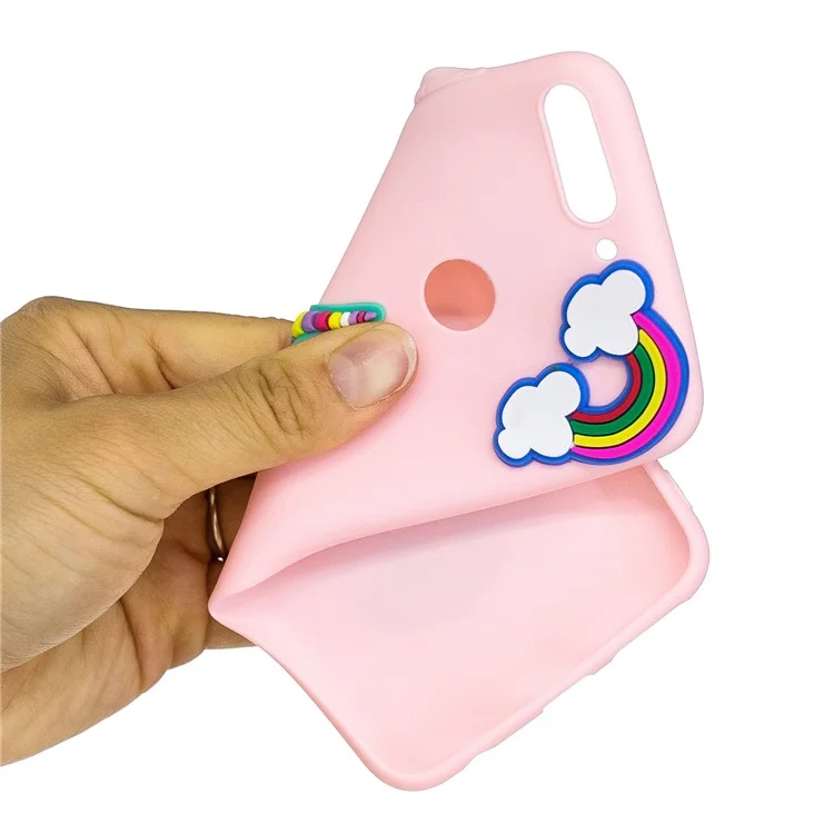 3D Cute Silicone Doll Pattern TPU Cell Phone Case for Huawei Honor 7C/Enjoy 8 - Unicorn and Rainbow Pink Background