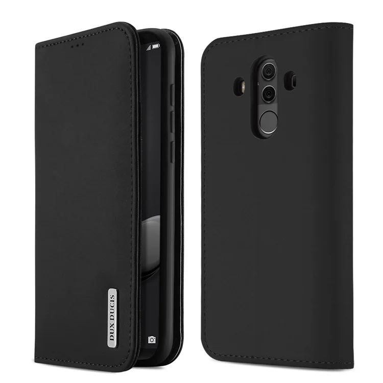 DUX DUCIS Wish Series for Huawei Mate 10 Pro Genuine Leather Wallet Stand Case (CNAS/CMA Certified) - Black