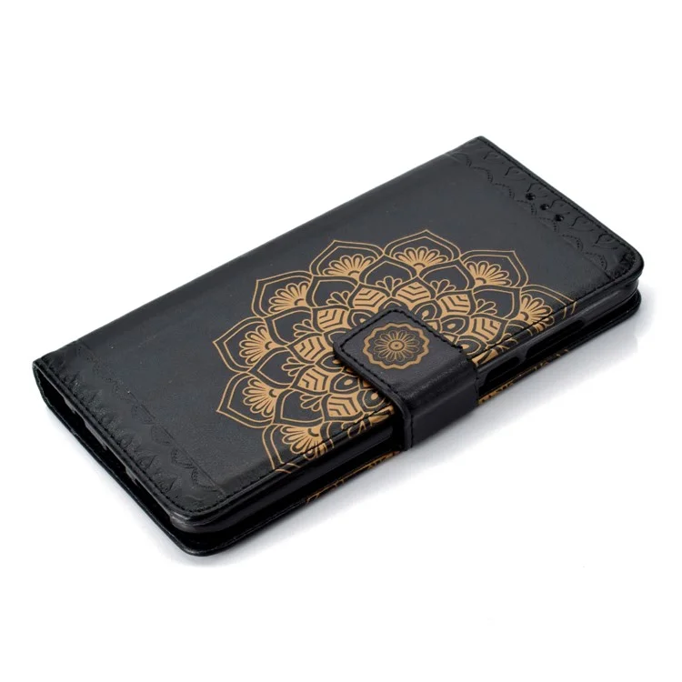 Imprint Mandala Pattern PU Leather Mobile Phone Shell for Huawei Honor 7C / Enjoy 8 - Black