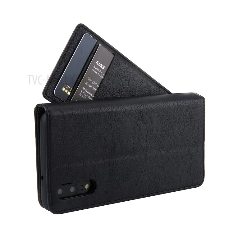 CMAI2 PU Leather Card Slots Flip Case with Stand for Huawei P20 - Black