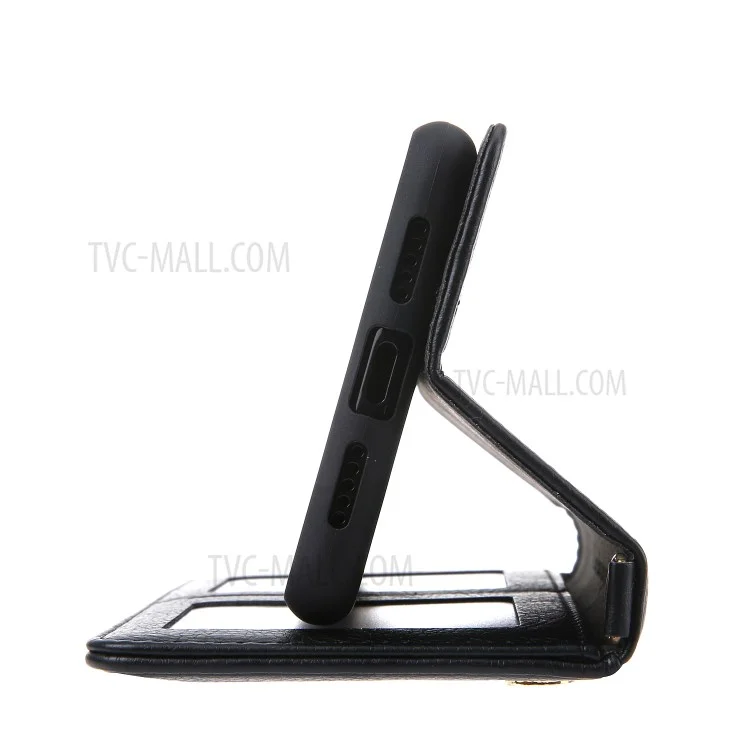 CMAI2 PU Leather Card Slots Flip Case with Stand for Huawei P20 - Black