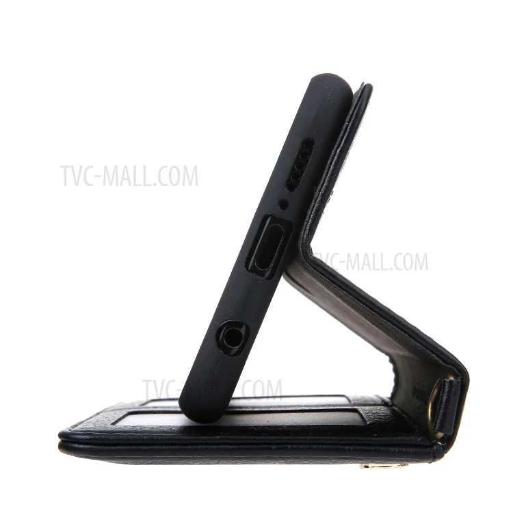 CMAI2 PU Leather Card Slots Flip Case with Stand for Huawei P20 - Black