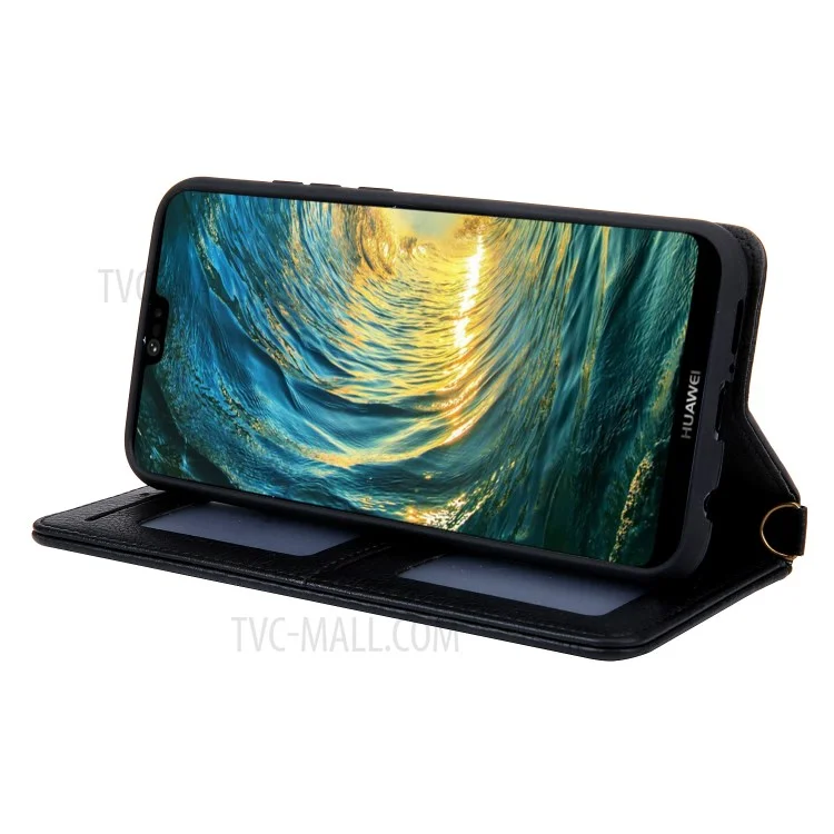 CMAI2 PU Leather Card Slots Flip Case with Stand for Huawei P20 - Black