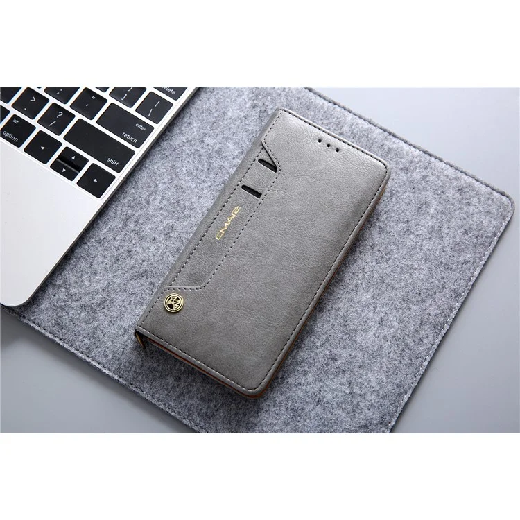 Capa Protetora de Couro PU com Suporte e Slots para Cartões para Huawei P20 - Cinza