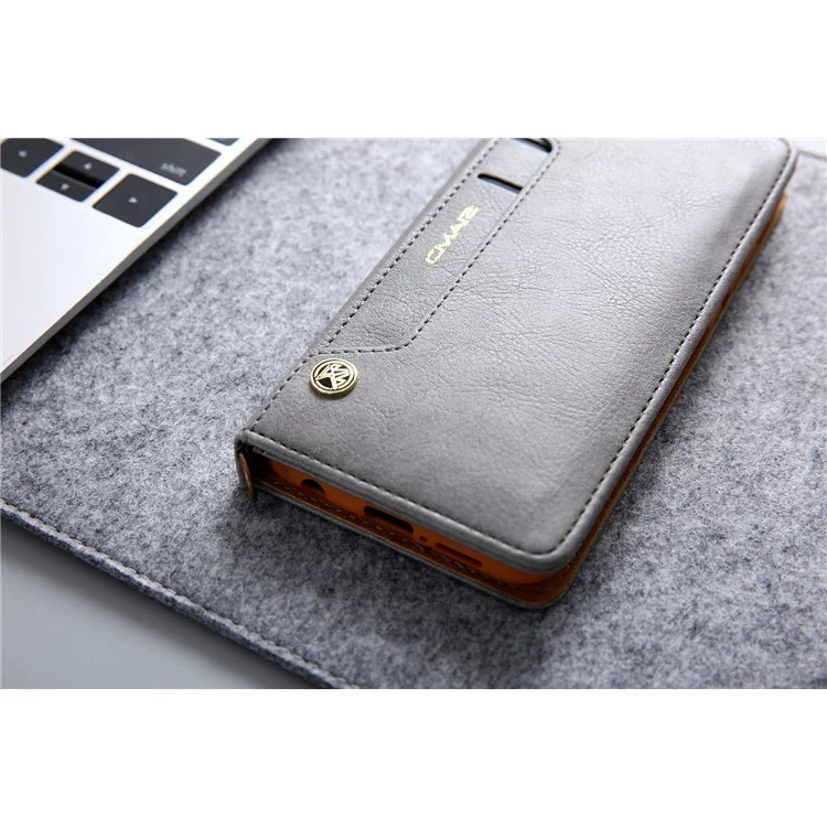 Capa Protetora de Couro PU com Suporte e Slots para Cartões para Huawei P20 - Cinza
