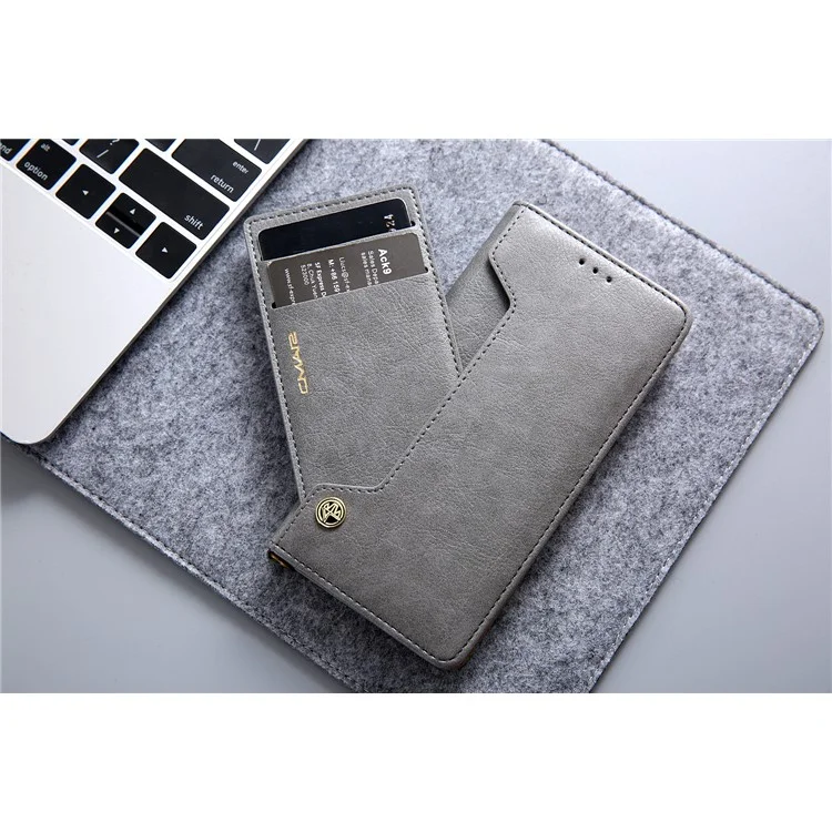 Capa Protetora de Couro PU com Suporte e Slots para Cartões para Huawei P20 - Cinza