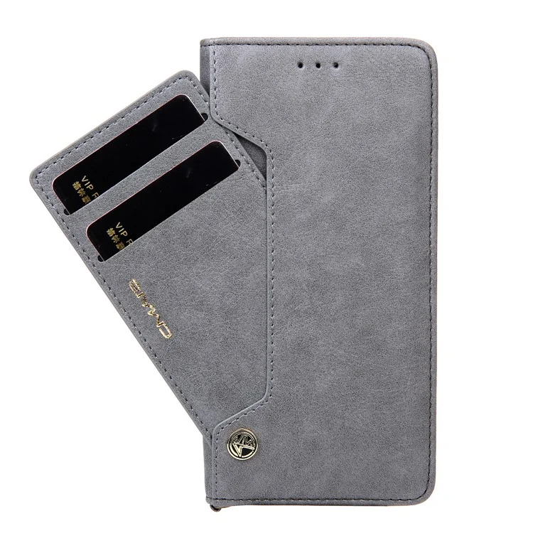 Capa Protetora de Couro PU com Suporte e Slots para Cartões para Huawei P20 - Cinza