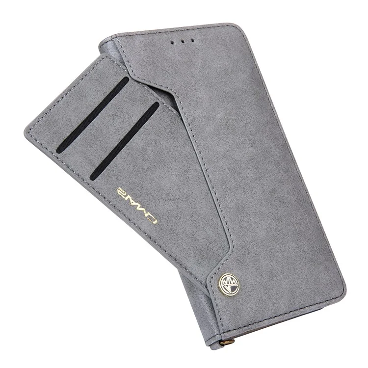 Capa Protetora de Couro PU com Suporte e Slots para Cartões para Huawei P20 - Cinza