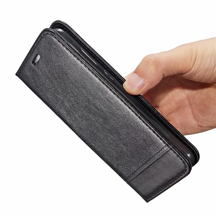 Splicing PU Leather Auto-absorbed Stand Case for Huawei Y7 Prime (2018) / Honor 7C / Enjoy 8 / nova 2 lite - Black