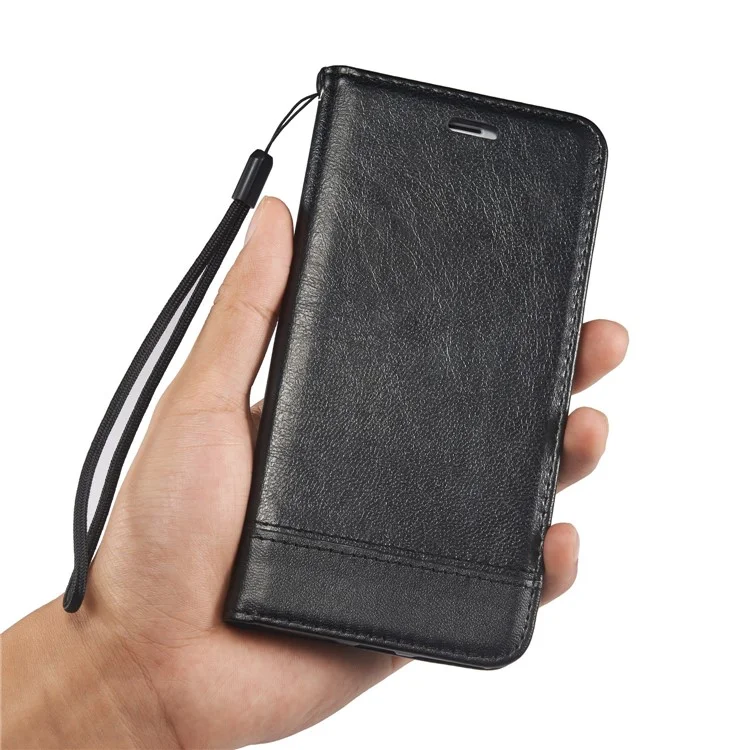 Splicing PU Leather Auto-absorbed Stand Case for Huawei Y7 Prime (2018) / Honor 7C / Enjoy 8 / nova 2 lite - Black