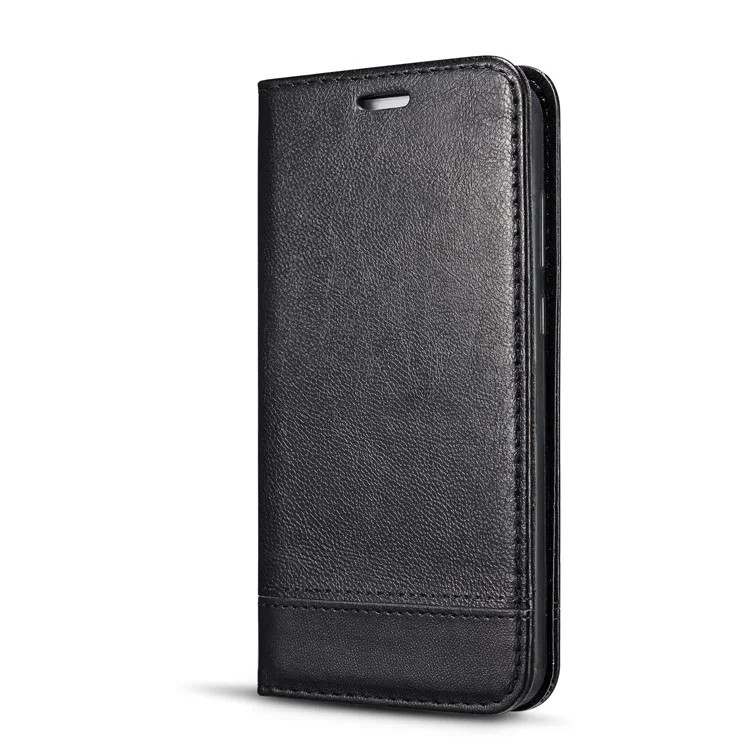 Splicing PU Leather Auto-absorbed Stand Case for Huawei Y7 Prime (2018) / Honor 7C / Enjoy 8 / nova 2 lite - Black