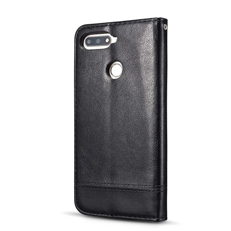 Splicing PU Leather Auto-absorbed Stand Case for Huawei Y7 Prime (2018) / Honor 7C / Enjoy 8 / nova 2 lite - Black