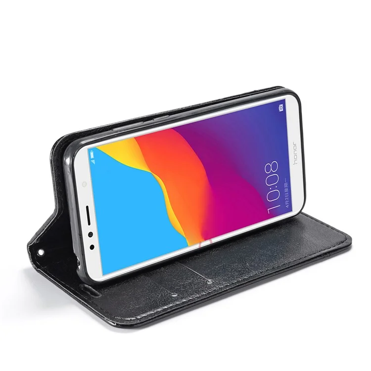 Splicing PU Leather Auto-absorbed Stand Case for Huawei Y7 Prime (2018) / Honor 7C / Enjoy 8 / nova 2 lite - Black