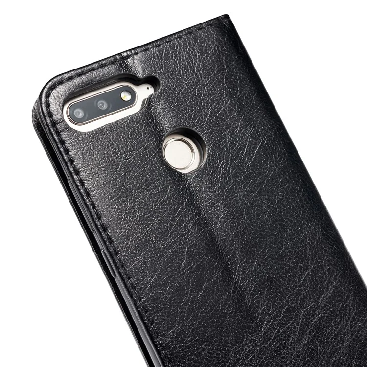 Splicing PU Leather Auto-absorbed Stand Case for Huawei Y7 Prime (2018) / Honor 7C / Enjoy 8 / nova 2 lite - Black