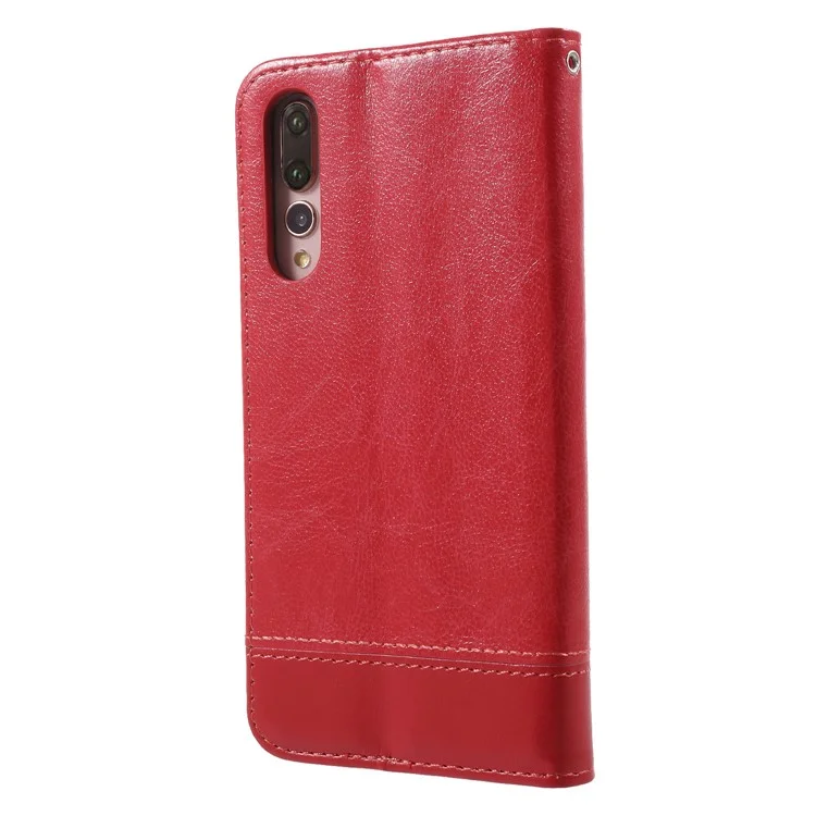 For Huawei P20 Pro Splicing PU Leather Auto-absorbed Stand Phone Case with Card Slots - Red