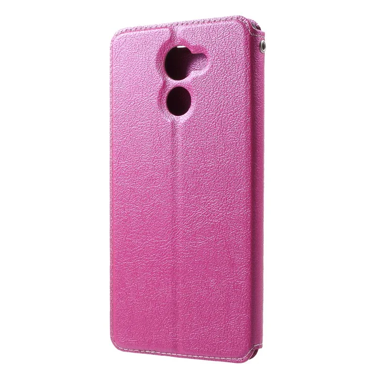 Auto-absorbed Card Holder Leather Stand Case for Huawei Y7 Prime (2017)/Y7 (2017)/Enjoy 7 Plus - Rose