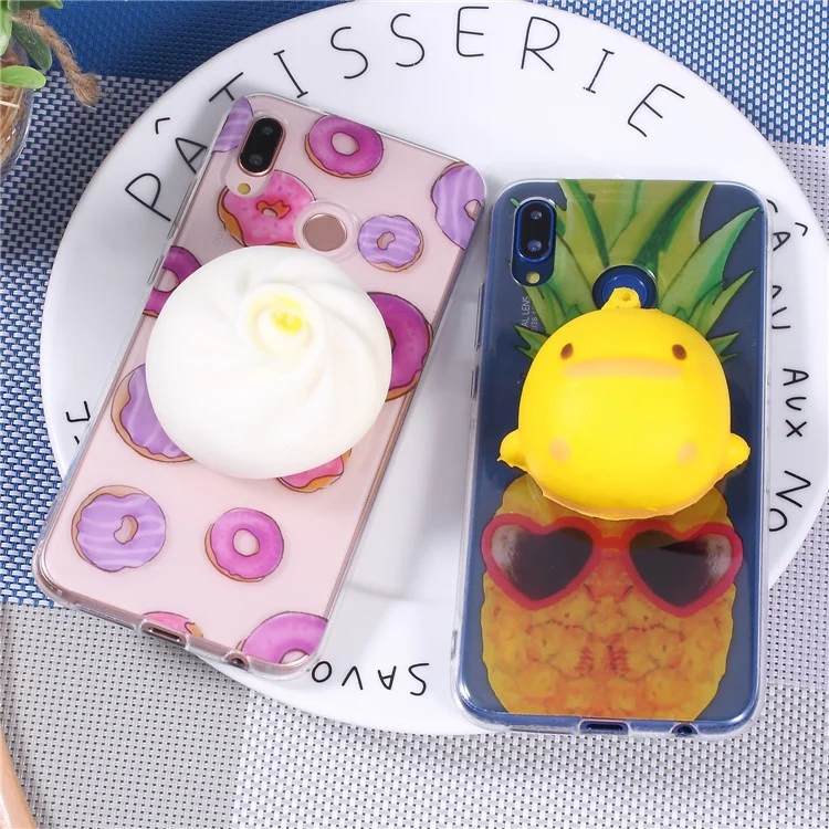 3D Pinch Squishy Toy Pattern Printing TPU Case for Huawei P20 Lite / Nova 3e - Bun