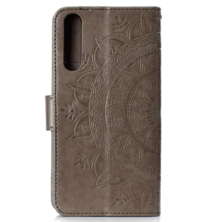 Imprinted Mandala Pattern PU Leather Protection Mobile Phone Case for Huawei P20 Pro - Grey
