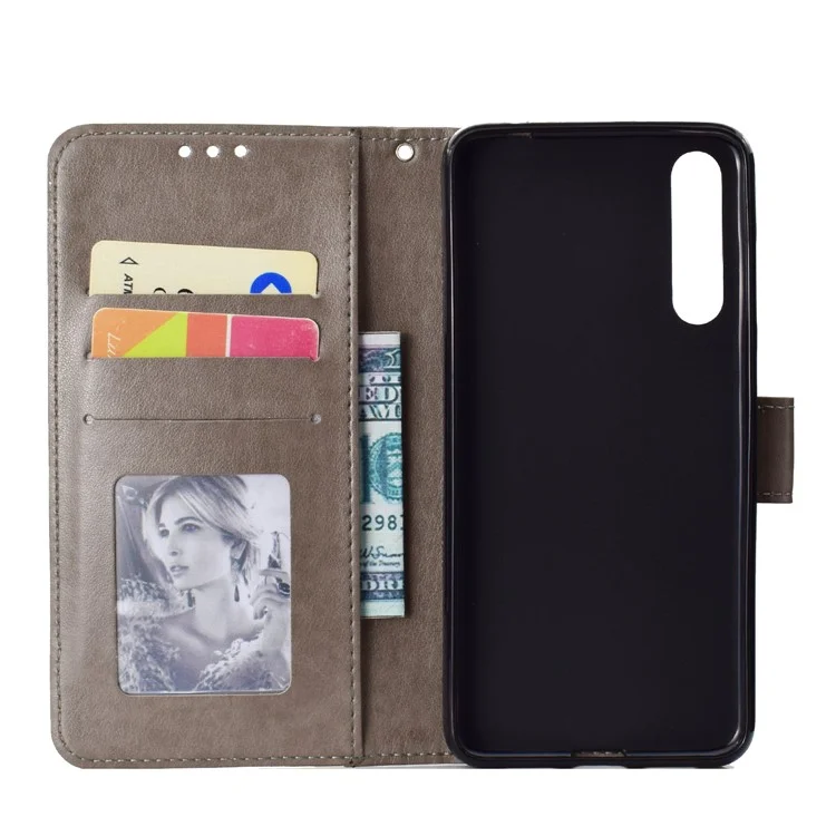 Imprinted Mandala Pattern PU Leather Protection Mobile Phone Case for Huawei P20 Pro - Grey