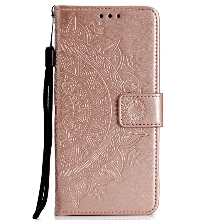 Imprinted Mandala Pattern PU Leather Protection Magnetic Phone Case for Huawei P20 Pro - Rose Gold