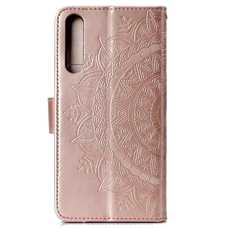 Imprinted Mandala Pattern PU Leather Protection Magnetic Phone Case for Huawei P20 Pro - Rose Gold