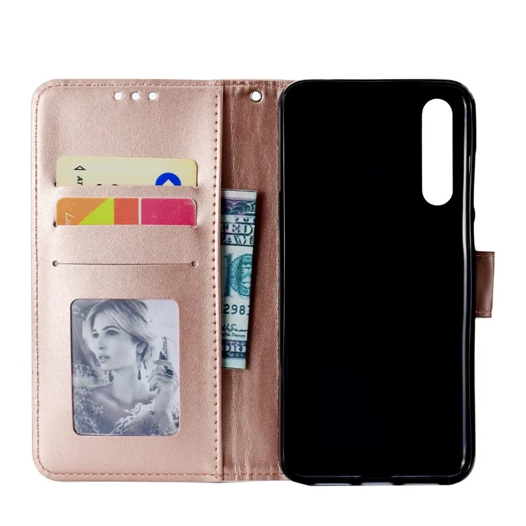 Imprinted Mandala Pattern PU Leather Protection Magnetic Phone Case for Huawei P20 Pro - Rose Gold