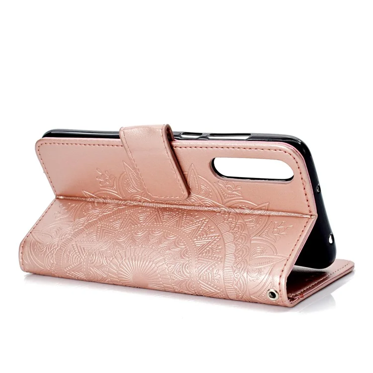 Imprinted Mandala Pattern PU Leather Protection Magnetic Phone Case for Huawei P20 Pro - Rose Gold