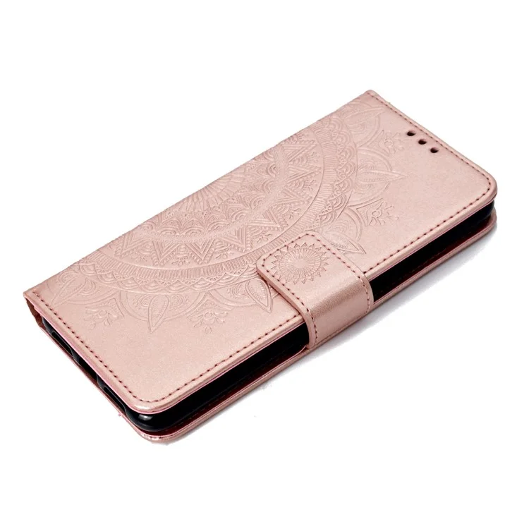 Imprinted Mandala Pattern PU Leather Protection Magnetic Phone Case for Huawei P20 Pro - Rose Gold