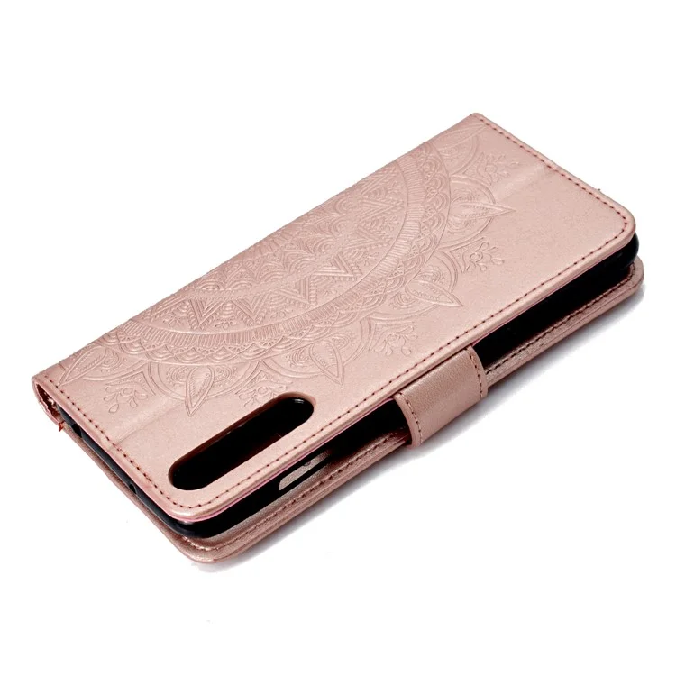 Imprinted Mandala Pattern PU Leather Protection Magnetic Phone Case for Huawei P20 Pro - Rose Gold