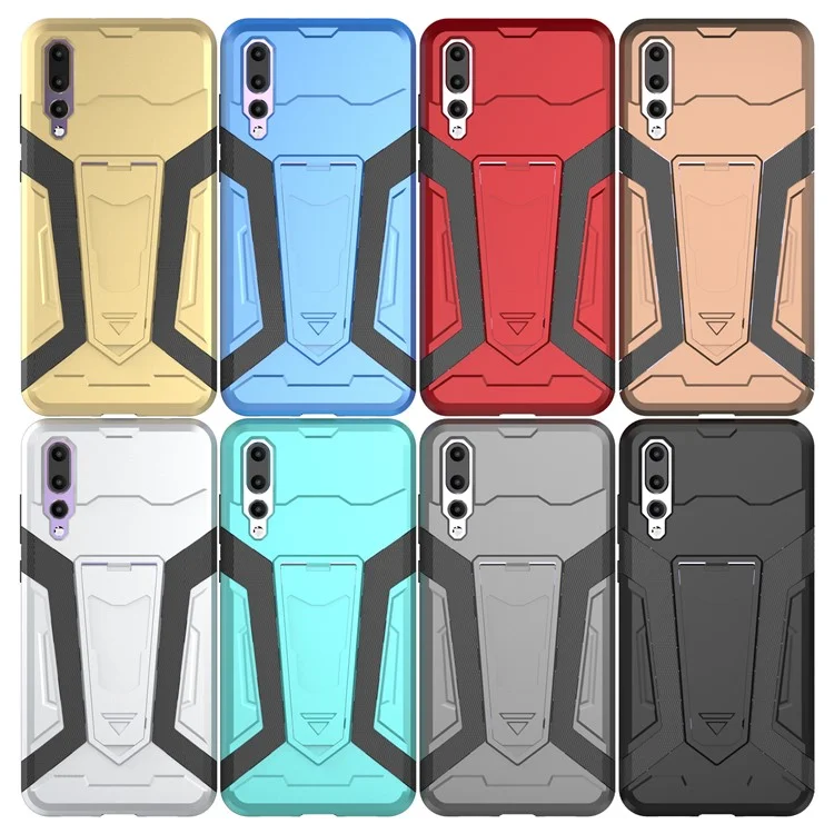 Armor PC + TPU Hybrid Back Phone Case with Kickstand for Huawei P20 Pro - Black