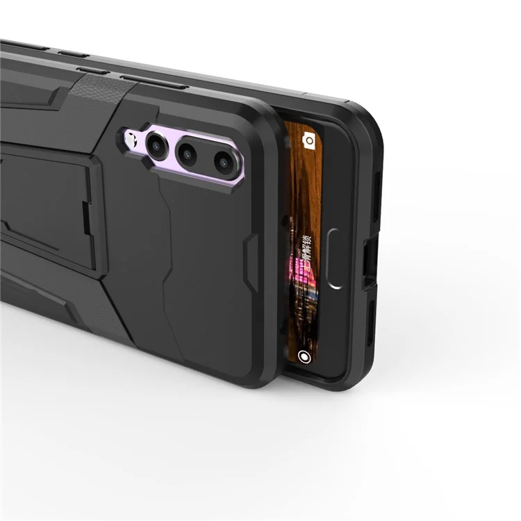 Armor PC + TPU Hybrid Back Phone Case with Kickstand for Huawei P20 Pro - Black