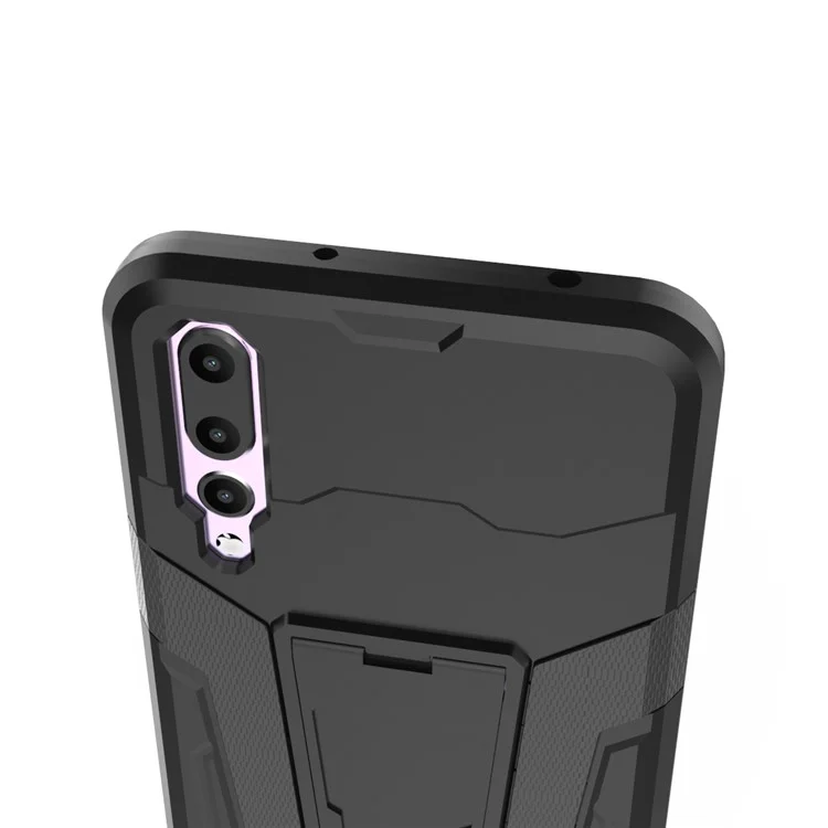 Armor PC + TPU Hybrid Back Phone Case with Kickstand for Huawei P20 Pro - Black