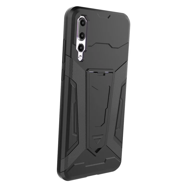 Armor PC + TPU Hybrid Back Phone Case with Kickstand for Huawei P20 Pro - Black