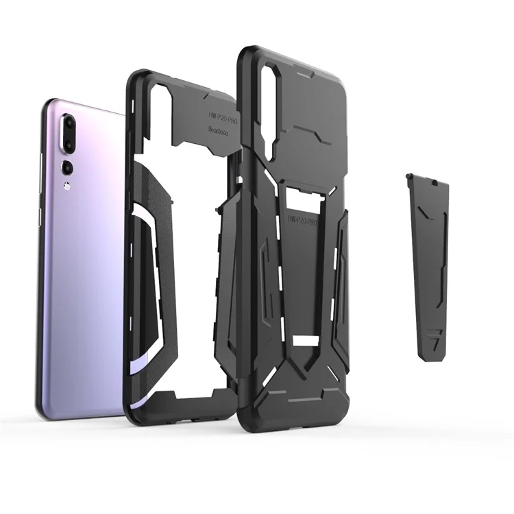 Armor PC + TPU Hybrid Back Phone Case with Kickstand for Huawei P20 Pro - Black