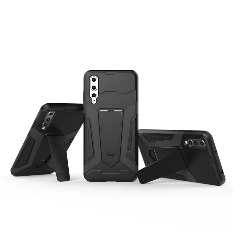 Armor PC + TPU Hybrid Back Phone Case with Kickstand for Huawei P20 Pro - Black