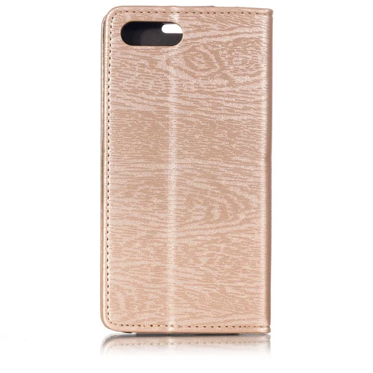 Auto-absorbed Wood Pattern PU Leather Card Holder Case for Huawei Honor 10 - Gold