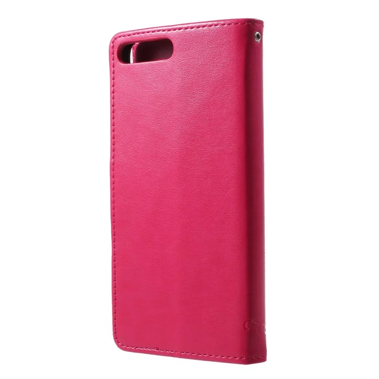 Imprint Butterfly Flower Wallet Stand Leather Case for Huawei Y6 (2018)/Honor 7A (without Fingerprint Sensor) - Rose
