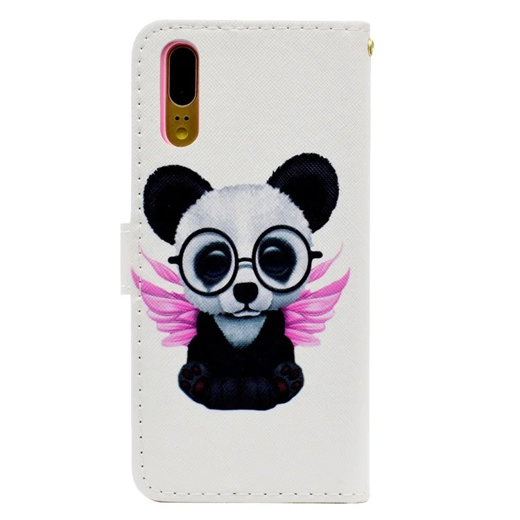 Pattern Printing Cell Phone Leather Wallet Case for Huawei P20 - Cartoon Pattern