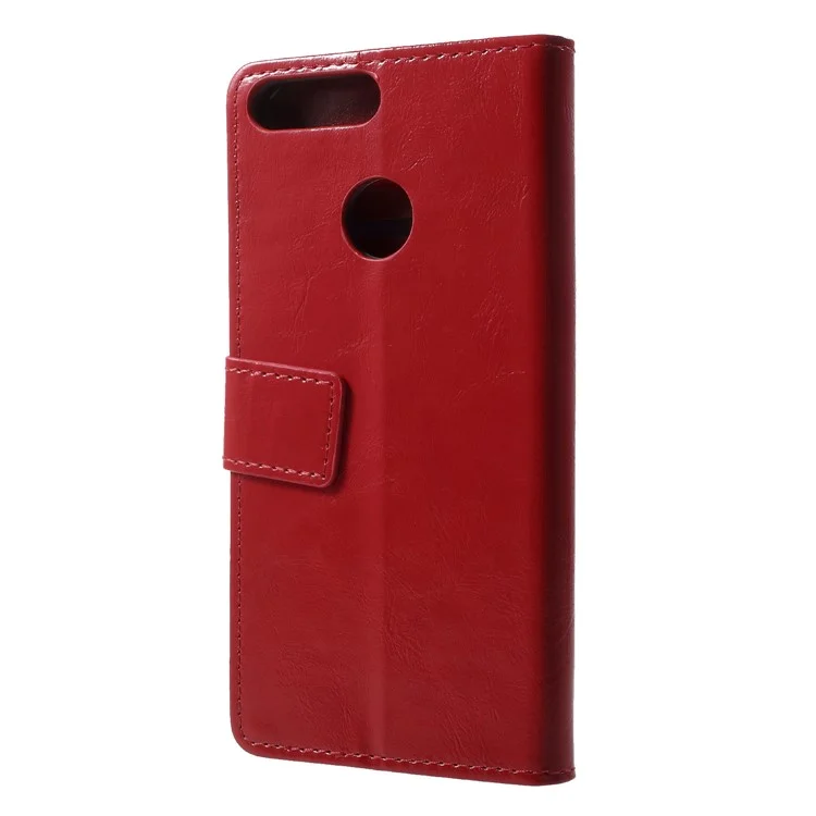 Crazy Horse Texture Wallet Stand Leather Cover for Huawei Honor 9i (2018) 5.84-inch / Honor 9N - Red