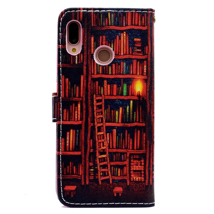 Pattern Printing Magnetic Leather Stand Case for Huawei P20 Lite / Nova 3e - Books Shelf