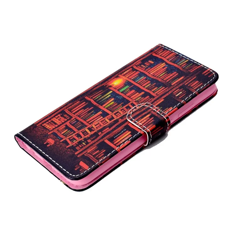 Pattern Printing Magnetic Leather Stand Case for Huawei P20 Lite / Nova 3e - Books Shelf