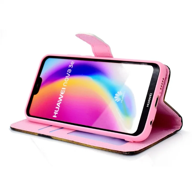 Pattern Printing Magnetic Leather Stand Case for Huawei P20 Lite / Nova 3e - Books Shelf