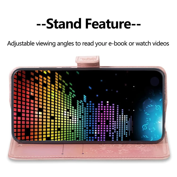 Imprinted Elephant Flip Leather Wallet Stand Casing for Huawei Y7 Prime (2018) / Honor 7C / Enjoy 8 / nova 2 lite - Rose Gold
