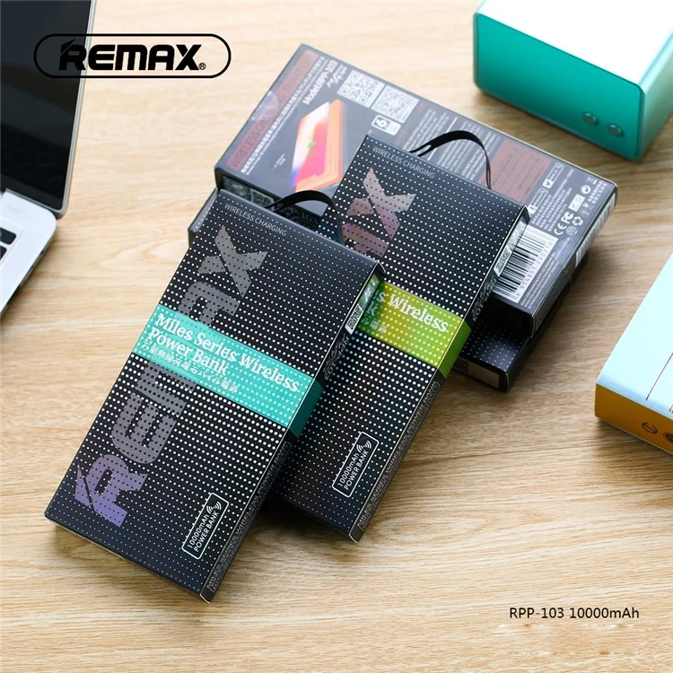 REMAX RPP-103 Qi Wireless Charger Pad 10000mAh Power Bank for iPhone 8/Samsung Galaxy S8 etc. - Green