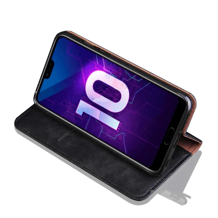 Retro Style Auto-absorbed Crazy Horse Leather Cover for Huawei Honor 10 - Black