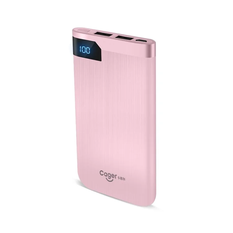 CAGER S55 5000mAh Dual USB External Power Bank for iPhone Samsung LG Huawei - Pink