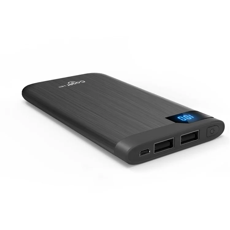 CAGER S100 10000mAh Dual USB External Power Bank for iPhone Samsung LG Huawei - Black